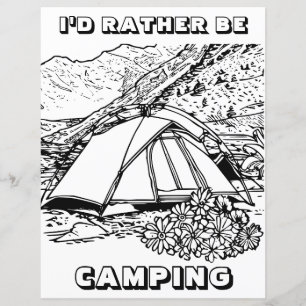 I'd Rather Be Camping Themed Colouring Card