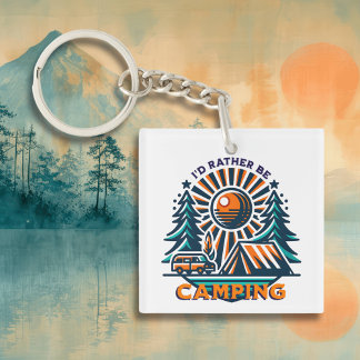 I'd Rather be Camping Vintage Vibes Key Ring