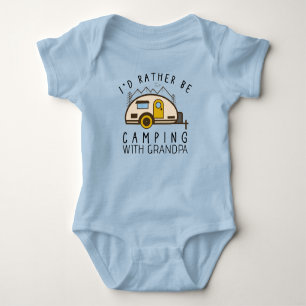 I'd Rather Be Camping with Grandpa Teardrop Camper Baby Bodysuit