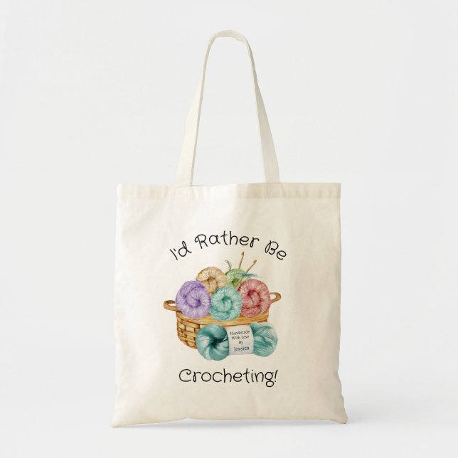 I'd Rather Be Crocheting Personalised Tote Bag (Front)
