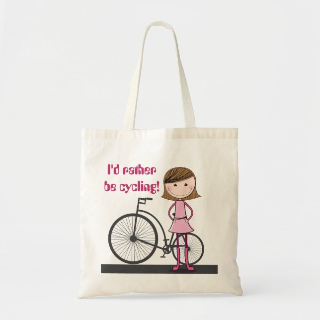 I'd rather be cycling! - A cute, useful tote bag. (Front)