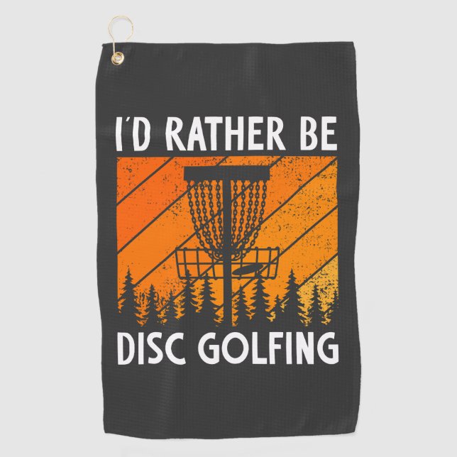 I'd Rather Be Disc Golfing Retro Disc Golf Towel (Front)