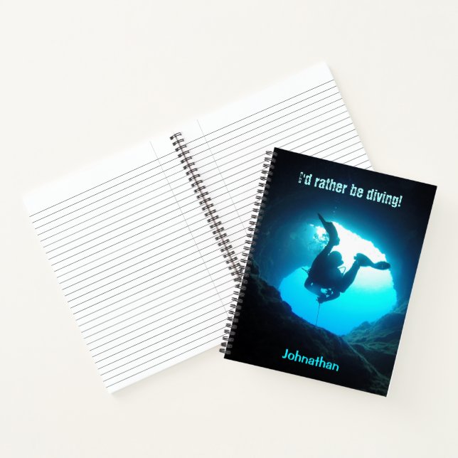 I'd Rather be Diving Personalised Notebook Scuba (Inside)