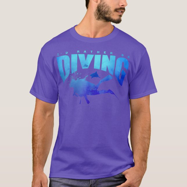 ID RATHER BE DIVING Shark Beach Lover Scuba Reef T-Shirt (Front)