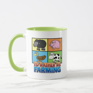 I'd rather be farming! - sheep pig cow duck mug