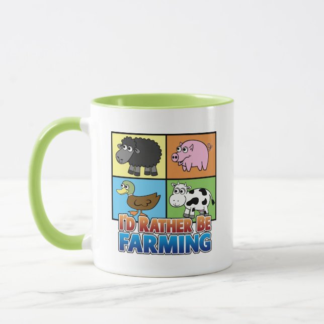 I'd rather be farming! - sheep pig cow duck mug (Left)