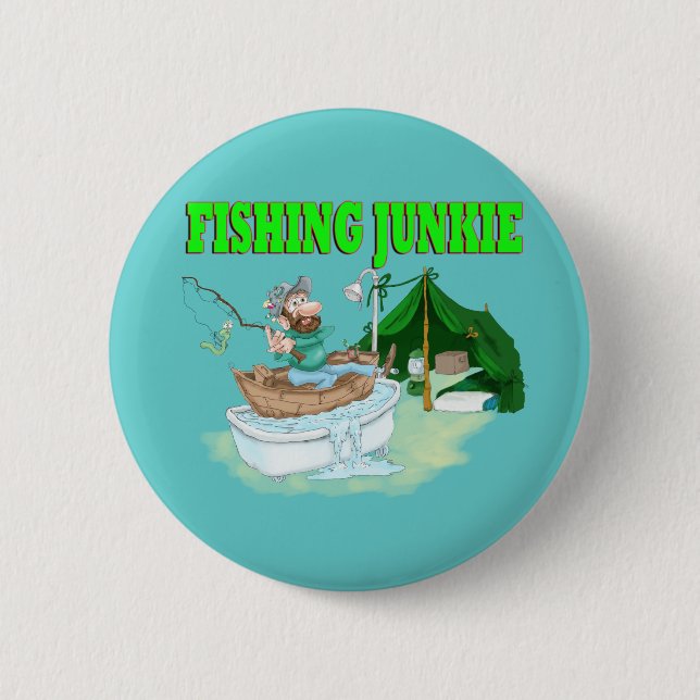 I'd rather be Fishing! 6 Cm Round Badge (Front)