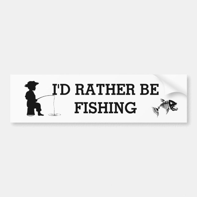I'd Rather be Fishing Bumper Sticker (Front)