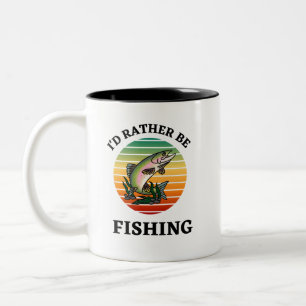 I'd Rather be Fishing. Fishermen, Outdoorsmen Two-Tone Coffee Mug