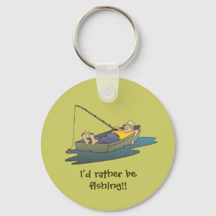 I'd rather be fishing - lazy boat day key ring