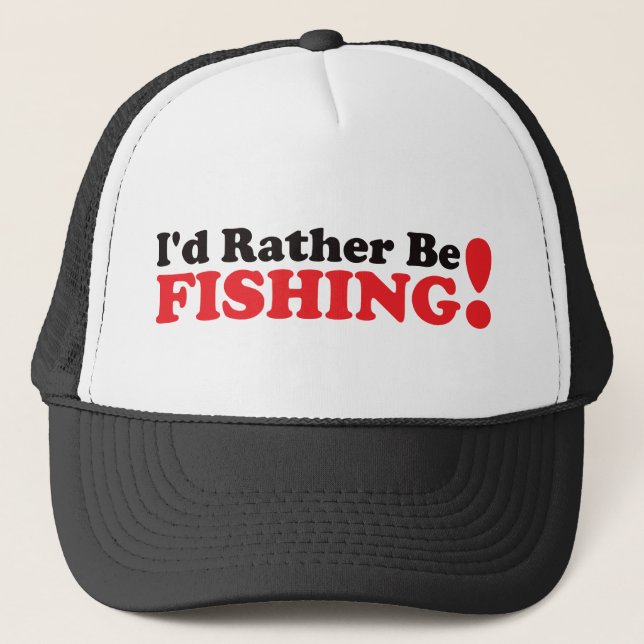I'd Rather be Fishing - Red Trucker Hat (Front)
