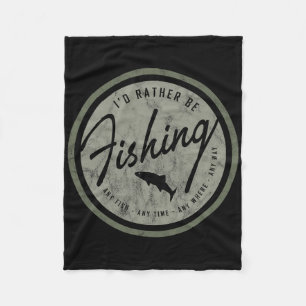 I'd Rather Be Fishing! Retro Fleece Blanket