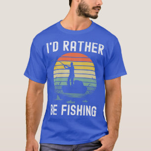 Id Rather Be Fishing Retro Sunset Fisherman Mens F T-Shirt
