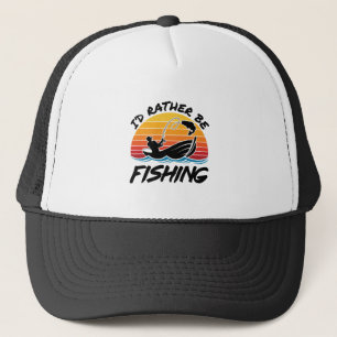 I'd Rather Be Fishing Retro Sunset Trucker Hat