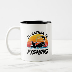 I'd Rather Be Fishing Retro Sunset Two-Tone Coffee Mug