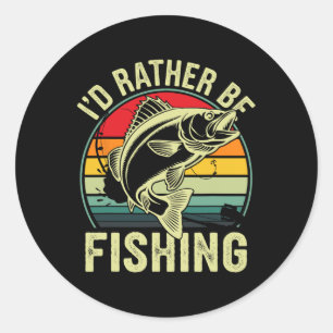 I'd Rather Be Fishing Retro Vintage Outdoor Fisher Classic Round Sticker
