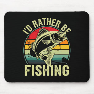 I'd Rather Be Fishing Retro Vintage Outdoor Fisher Mouse Pad