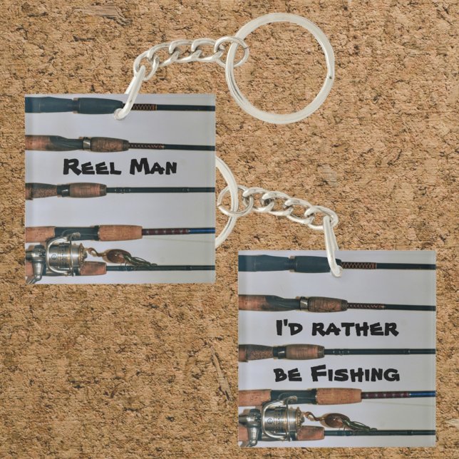 I'd Rather be Fishing Rods and Reel Photographic Key Ring (Creator Uploaded)