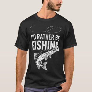 I'd Rather Be Fishing - Vintage Bass Fish Design f T-Shirt