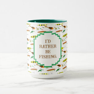 "I'd Rather Be Fishing" with Fishing Lures Coffee Mug
