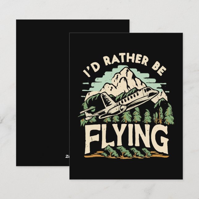 I'd Rather Be Flying. Aeroplane Holiday Card (Front/Back)