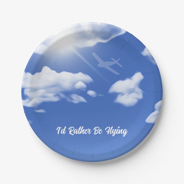 "I'd Rather Be Flying" Plane Party Paper Plates (Front)