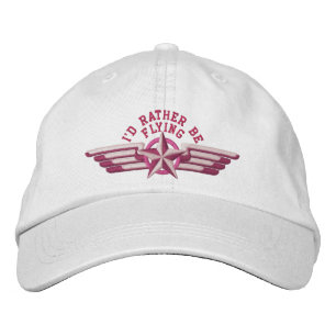 I'd rather be flying Star Badge Pilot Wings Embroidered Hat
