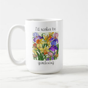 I'd rather be gardening! Pretty floral  Coffee Mug