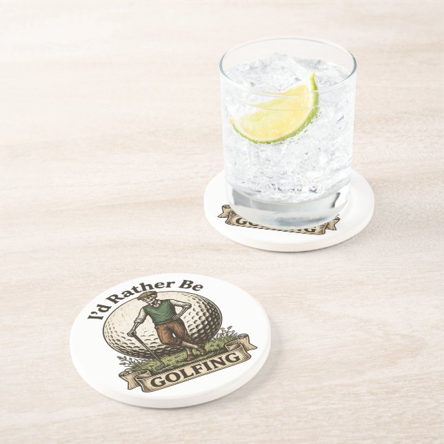 Id Rather Be Golfing  Coaster (Side)