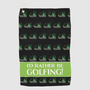 I'd Rather Be Golfing Golfer Modern Sports Black Golf Towel