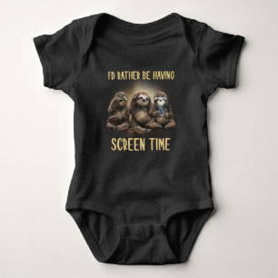 I'd Rather Be Having Screen Time Funny Sloth Lover Baby Bodysuit