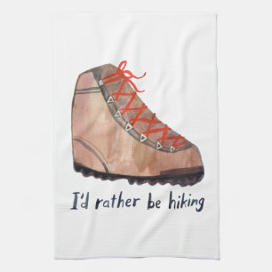 I'd Rather Be Hiking Whimsical Tea Towel