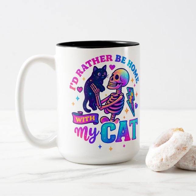 I'd Rather Be Home.... Two-Tone Coffee Mug (With Donut)