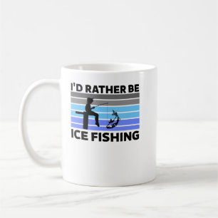 I'd rather be Ice Fishing Retro Vintage,water anim Coffee Mug