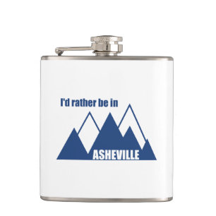 I'd Rather Be In Asheville North Carolina Mountain Hip Flask