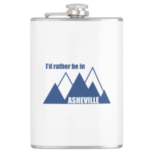 I'd Rather Be In Asheville North Carolina Mountain Hip Flask