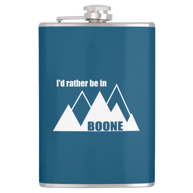 I'd Rather Be In Boone North Carolina Mountain Hip Flask (Front)