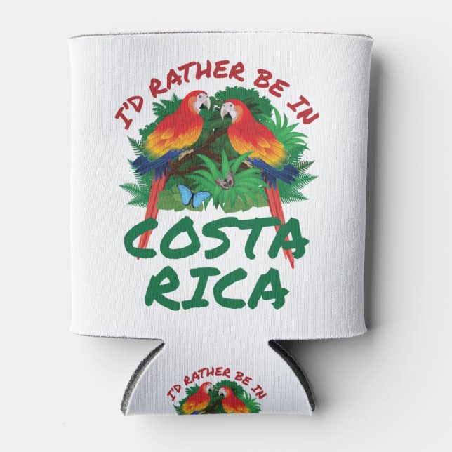 I'd Rather Be in Costa Rica Vacation Souvenir Can Cooler (Front)