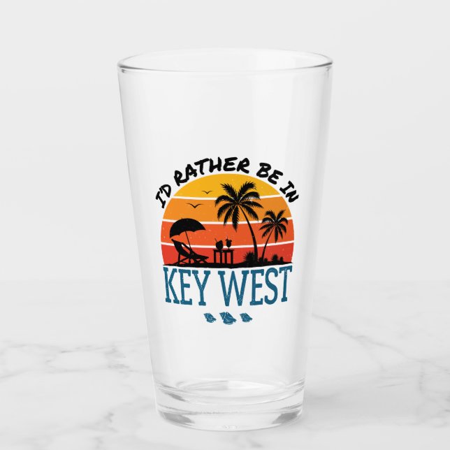 I'd Rather Be in Key West Florida Keys Glass (Front)