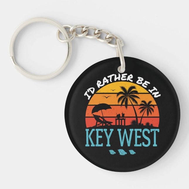 I'd Rather Be in Key West Souvenir Key Ring (Front)