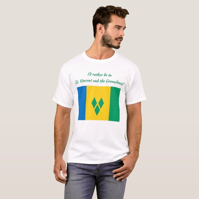 "I'd Rather Be In St. Vincent" Design T-Shirt (Front Full)