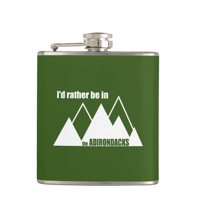 I'd Rather Be In The Adirondacks Mountain Hip Flask (Front)