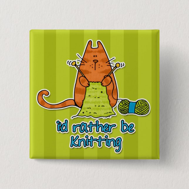 i'd rather be knitting 15 cm square badge (Front)