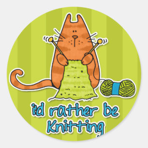 i'd rather be knitting classic round sticker