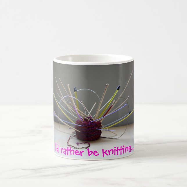 I'd rather be knitting... coffee mug (Center)