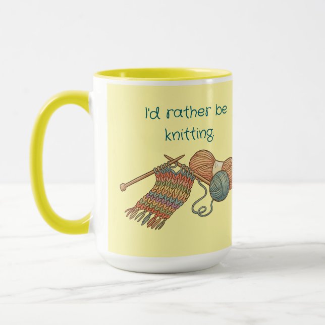 I'd rather be knitting. mug (Left)