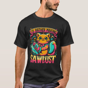 I'd Rather Be Making Sawdust Funny Cat design   T-Shirt