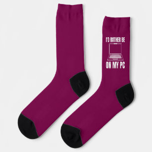 I'd Rather Be On My PC, Funny Gamer Gift Socks
