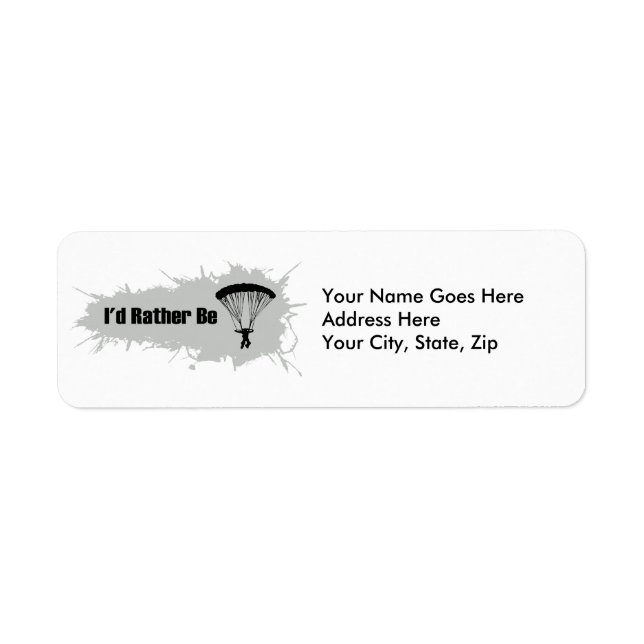 I'd Rather Be Parachuting Return Address Label (Front)