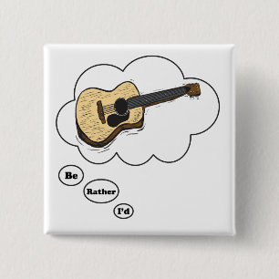 i'd rather be playing Acoustic Guitar 15 Cm Square Badge